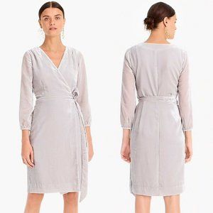 J Crew Drapey Velvet Wrap Dress Gray